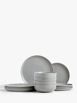 John Lewis ANYDAY Craft Speckle Glaze Dinnerware Set, 12 Piece, Grey