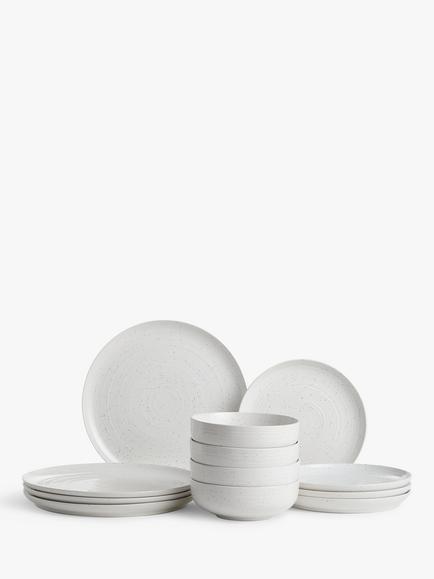 John Lewis ANYDAY Craft Speckle Glaze Dinnerware Set, 12 Piece, White