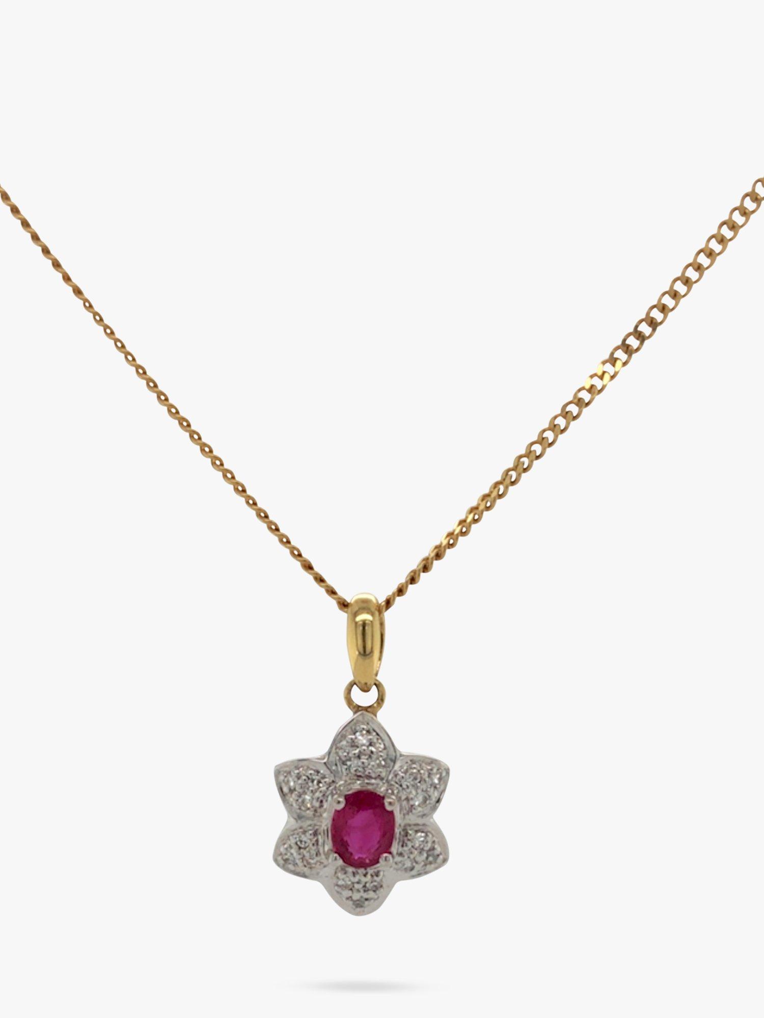 Vintage Fine Jewellery Pre-Loved White and Yellow Gold Chain with Flower Pendant