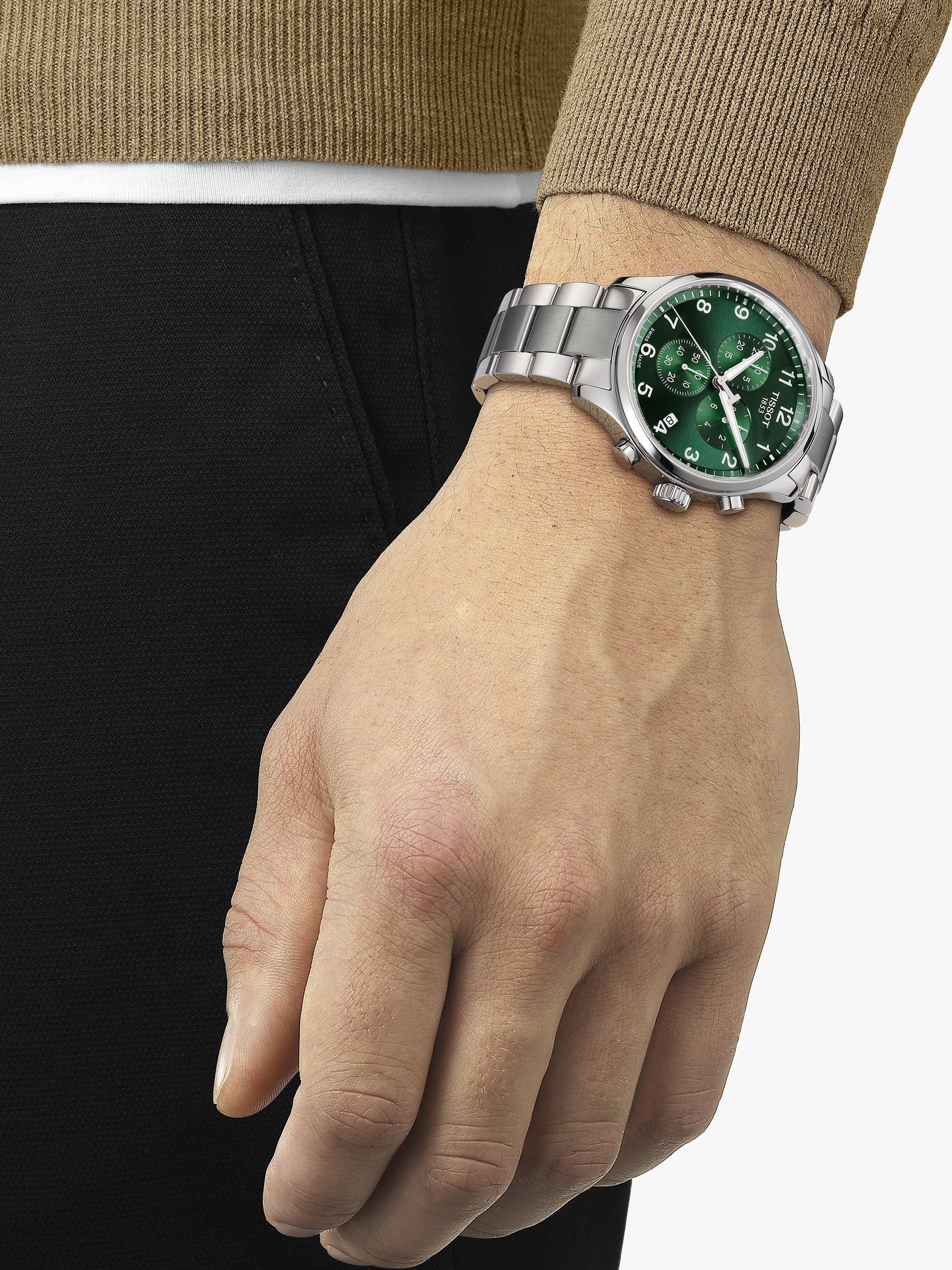 Product image 3 of 4, which shows Tissot Men's Chrono XL Classic Chronograph Date Bracelet Strap Watch, Silver/Green