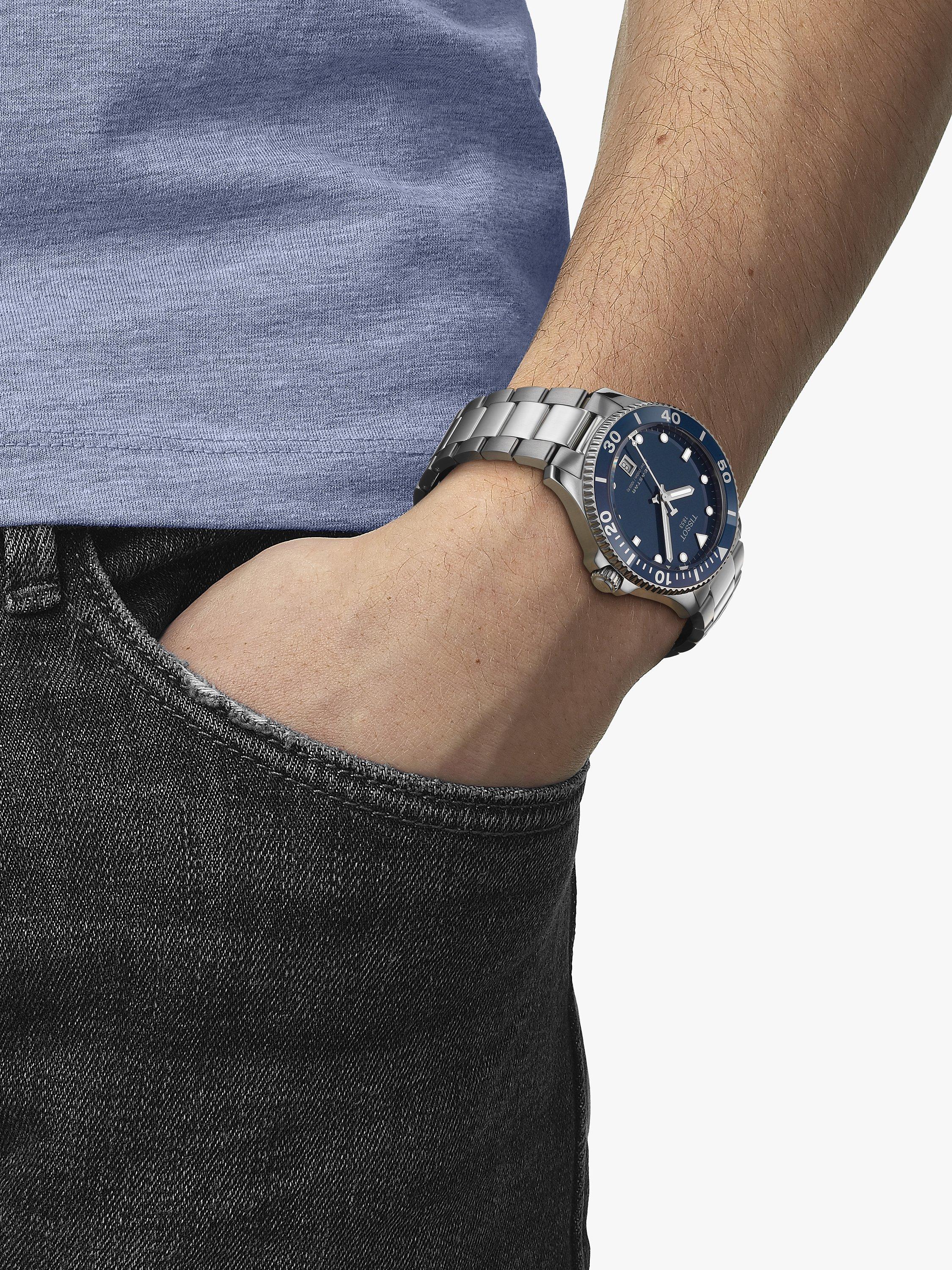 Product image 3 of 4, which shows Tissot T1204101104100 Men's Seastar 1000 Quartz Bracelet Strap Watch, Silver