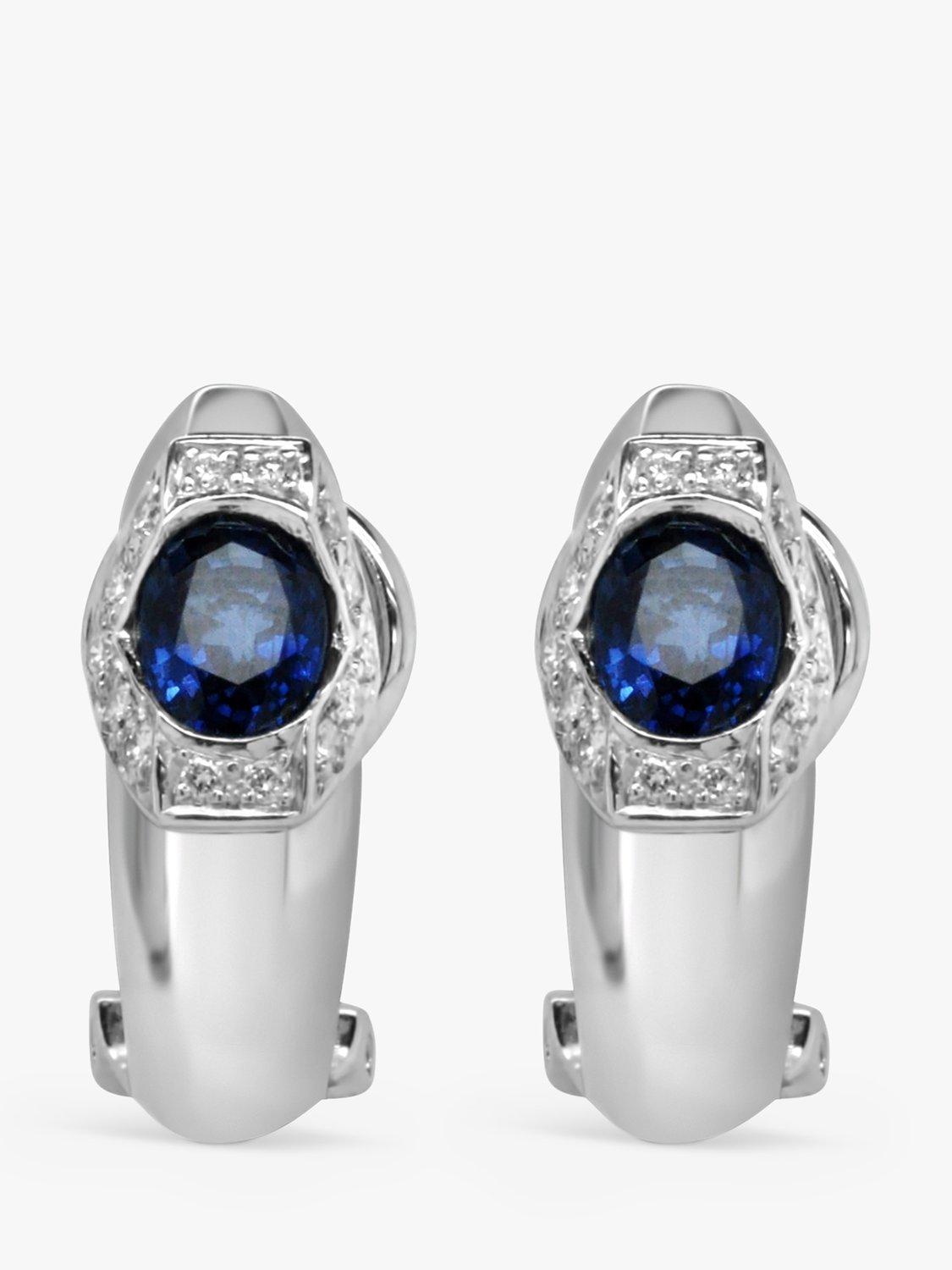Product image 1 of 3, which shows Milton & Humble Jewellery Pre-Loved 18ct White Gold Sapphire & Diamond Earrings