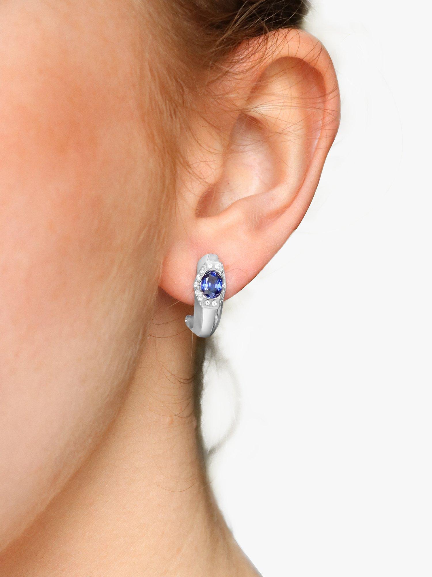 Product image 3 of 3, which shows Milton & Humble Jewellery Pre-Loved 18ct White Gold Sapphire & Diamond Earrings