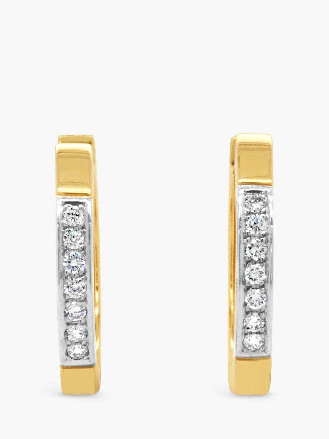 Product image 1 of 6, which shows Milton & Humble Jewellery Pre-Loved 14ct Yellow & White Gold Diamond Hoop Earrings