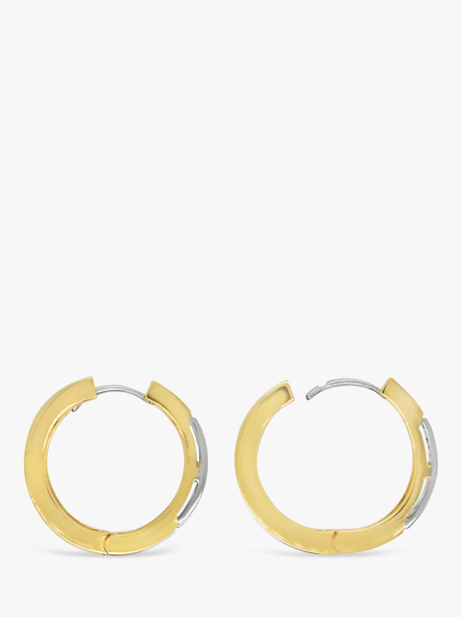 Product image 3 of 6, which shows Milton & Humble Jewellery Pre-Loved 14ct Yellow & White Gold Diamond Hoop Earrings