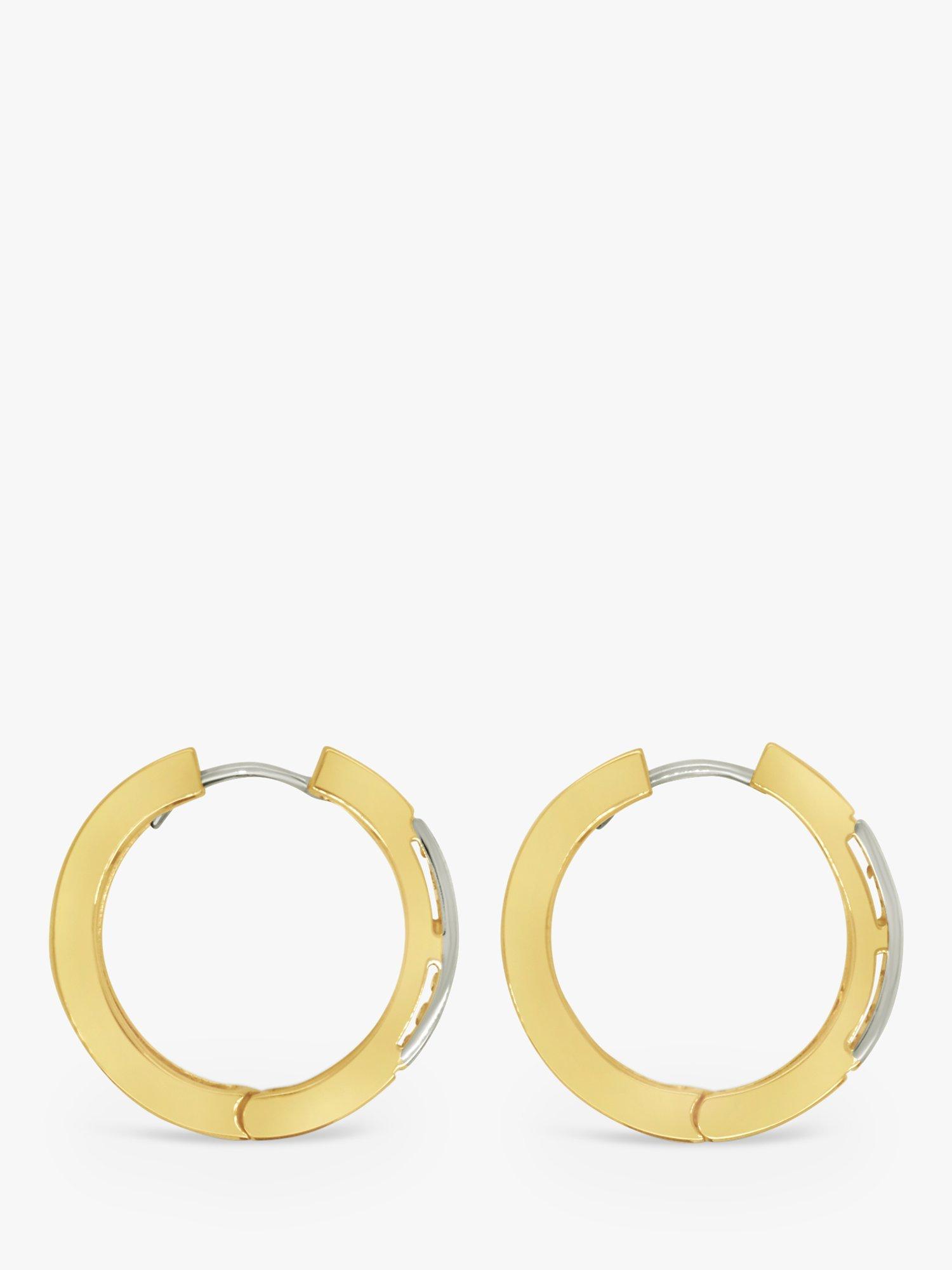 Product image 4 of 6, which shows Milton & Humble Jewellery Pre-Loved 14ct Yellow & White Gold Diamond Hoop Earrings
