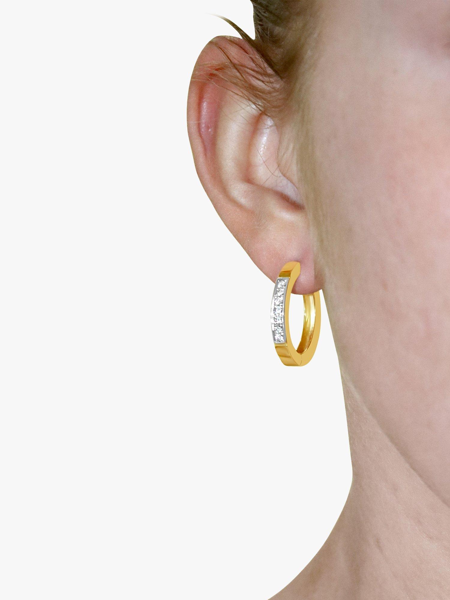 Product image 5 of 6, which shows Milton & Humble Jewellery Pre-Loved 14ct Yellow & White Gold Diamond Hoop Earrings