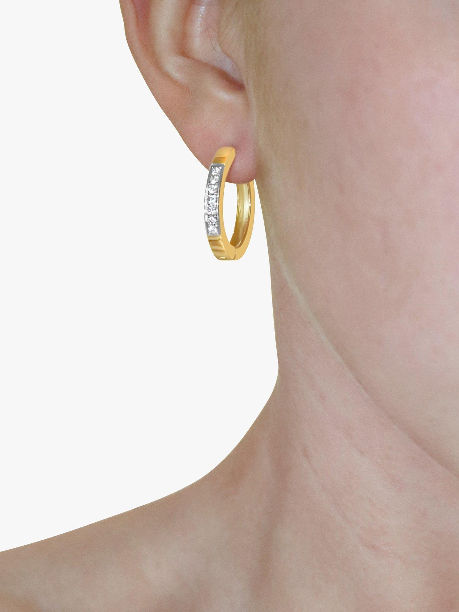 Product image 6 of 6, which shows Milton & Humble Jewellery Pre-Loved 14ct Yellow & White Gold Diamond Hoop Earrings