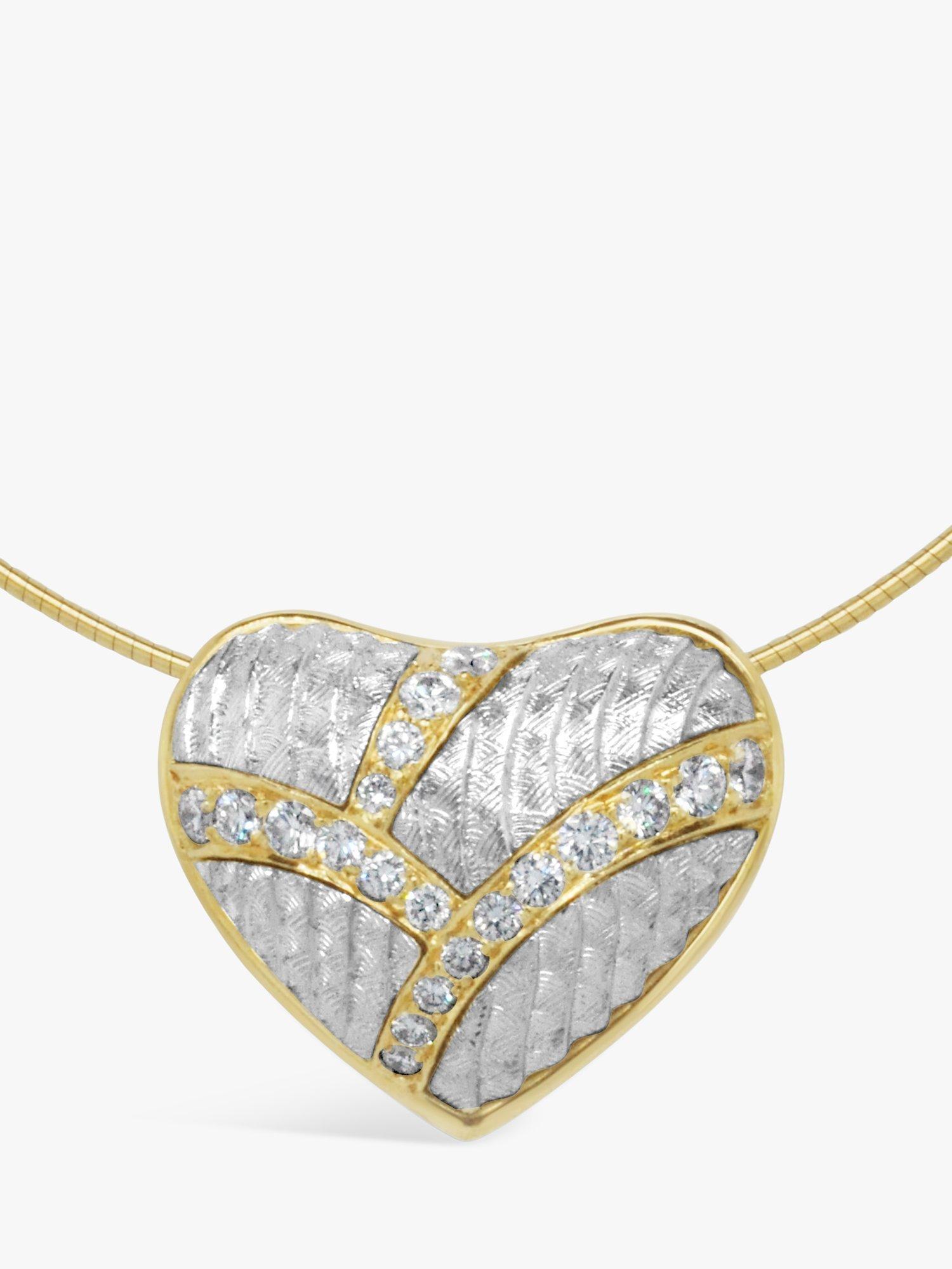 Product image 1 of 4, which shows Milton & Humble Jewellery Pre-Loved Platinum & 18ct Yellow Gold Diamond Heart Pendant Necklace