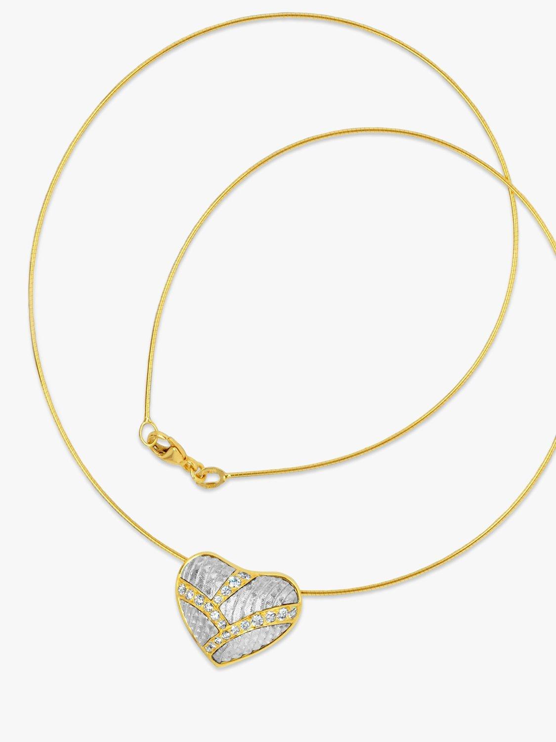 Product image 3 of 4, which shows Milton & Humble Jewellery Pre-Loved Platinum & 18ct Yellow Gold Diamond Heart Pendant Necklace