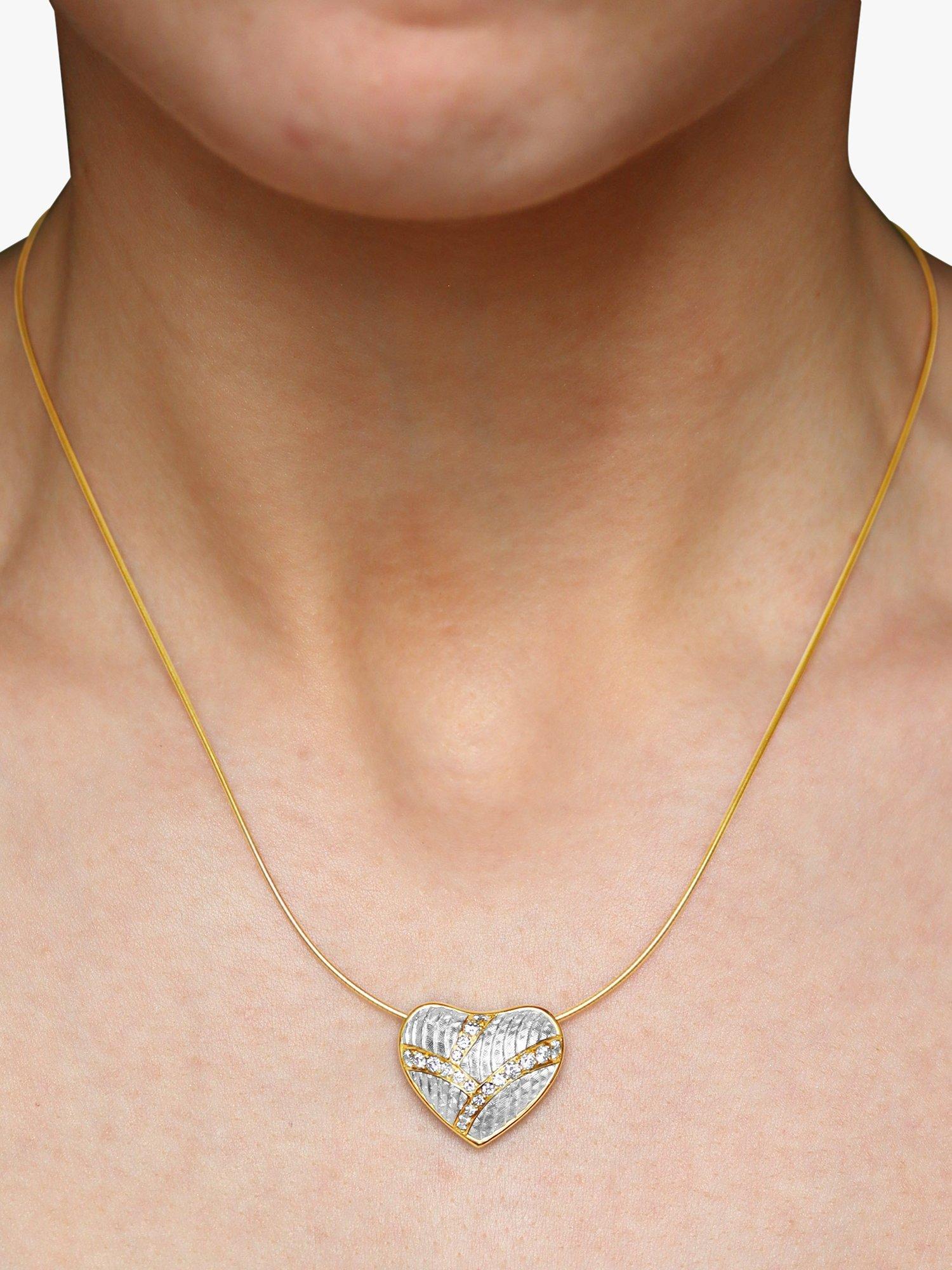 Product image 4 of 4, which shows Milton & Humble Jewellery Pre-Loved Platinum & 18ct Yellow Gold Diamond Heart Pendant Necklace