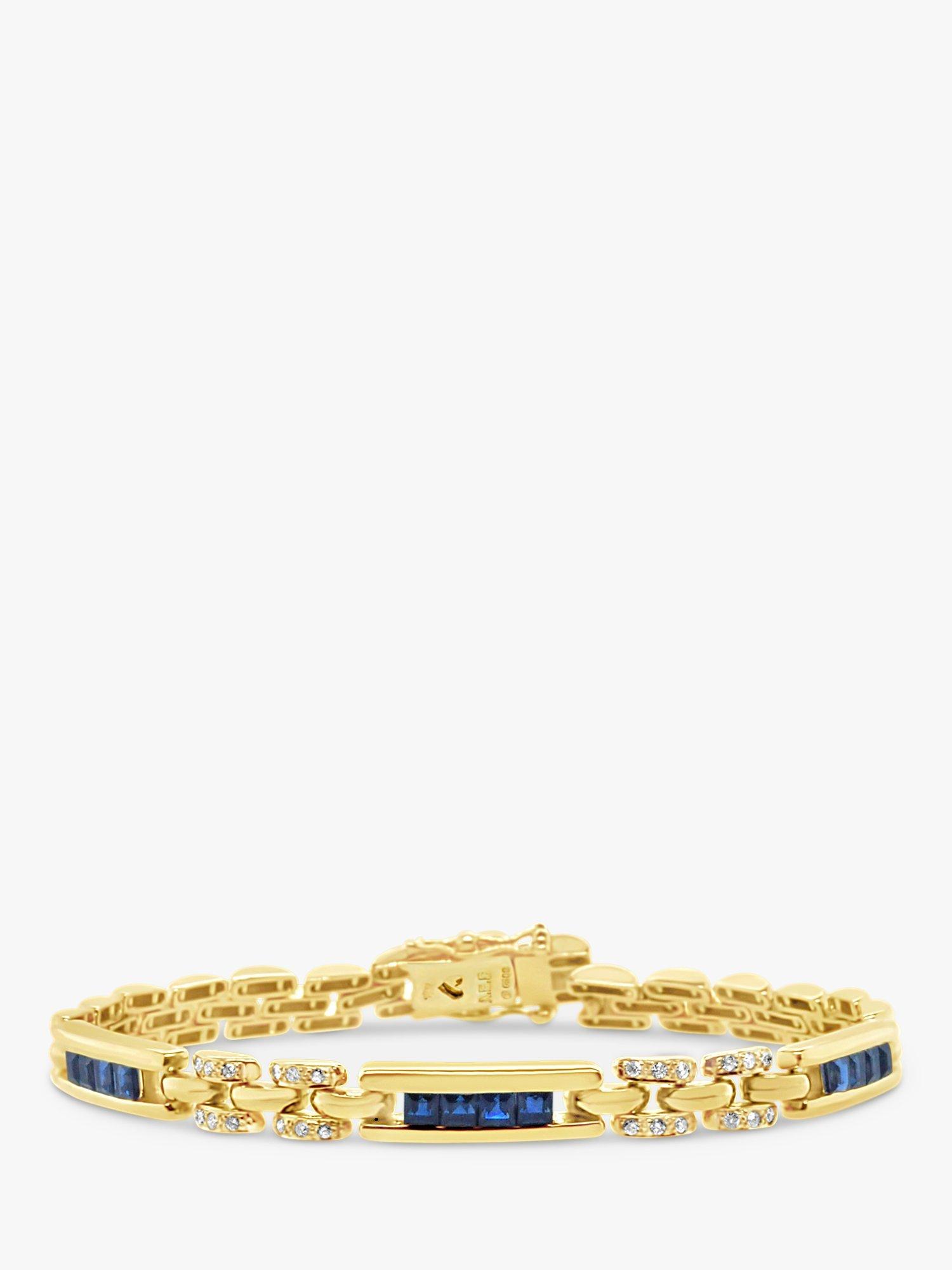 Milton & Humble Jewellery Pre-Loved 18ct Yellow Gold Diamond & Sapphire Link Bracelet