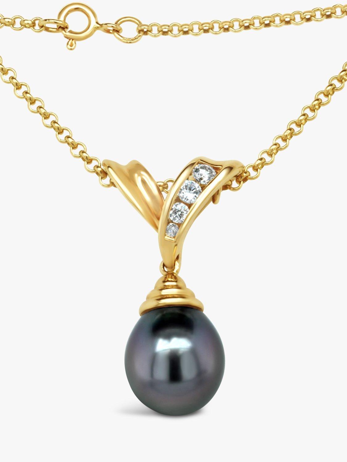 Product image 2 of 4, which shows Milton & Humble Jewellery Pre-Loved 14ct Yellow Gold Pearl & Diamond Pendant Necklace