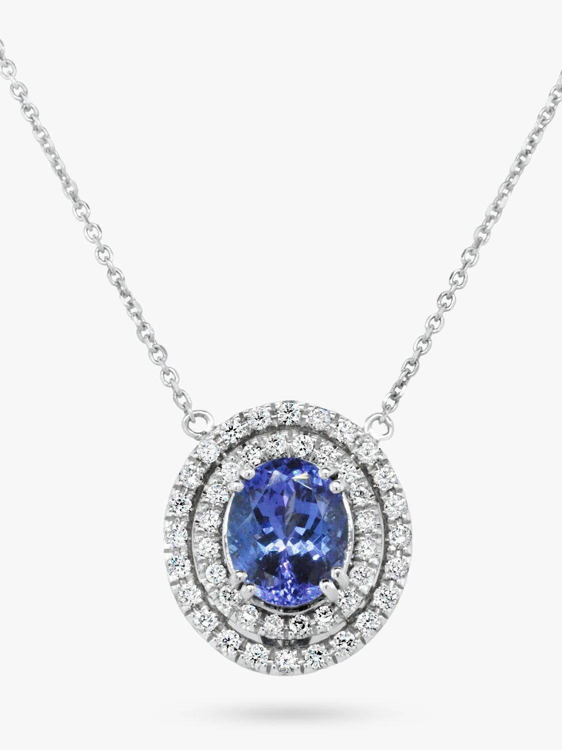 Product image 1 of 4, which shows Milton & Humble Jewellery Pre-Loved 14ct White Gold Tanzanite & Diamond Pendant Necklace