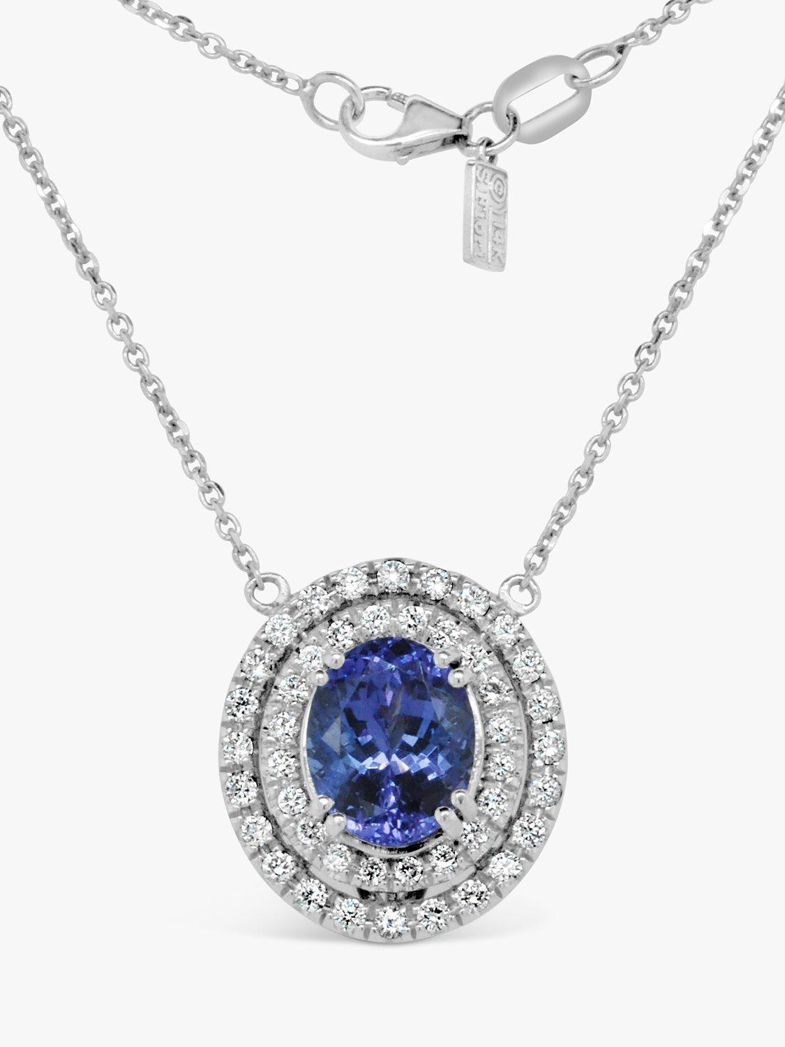 Product image 2 of 4, which shows Milton & Humble Jewellery Pre-Loved 14ct White Gold Tanzanite & Diamond Pendant Necklace