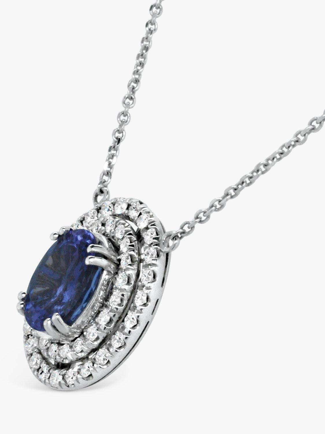 Product image 3 of 4, which shows Milton & Humble Jewellery Pre-Loved 14ct White Gold Tanzanite & Diamond Pendant Necklace