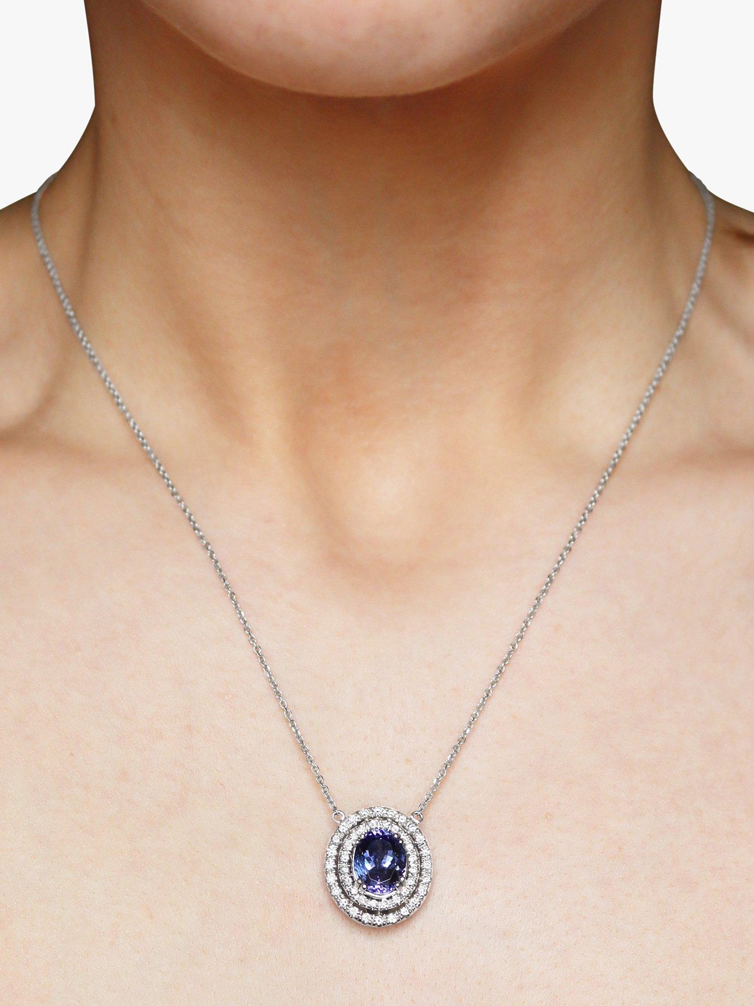 Product image 4 of 4, which shows Milton & Humble Jewellery Pre-Loved 14ct White Gold Tanzanite & Diamond Pendant Necklace