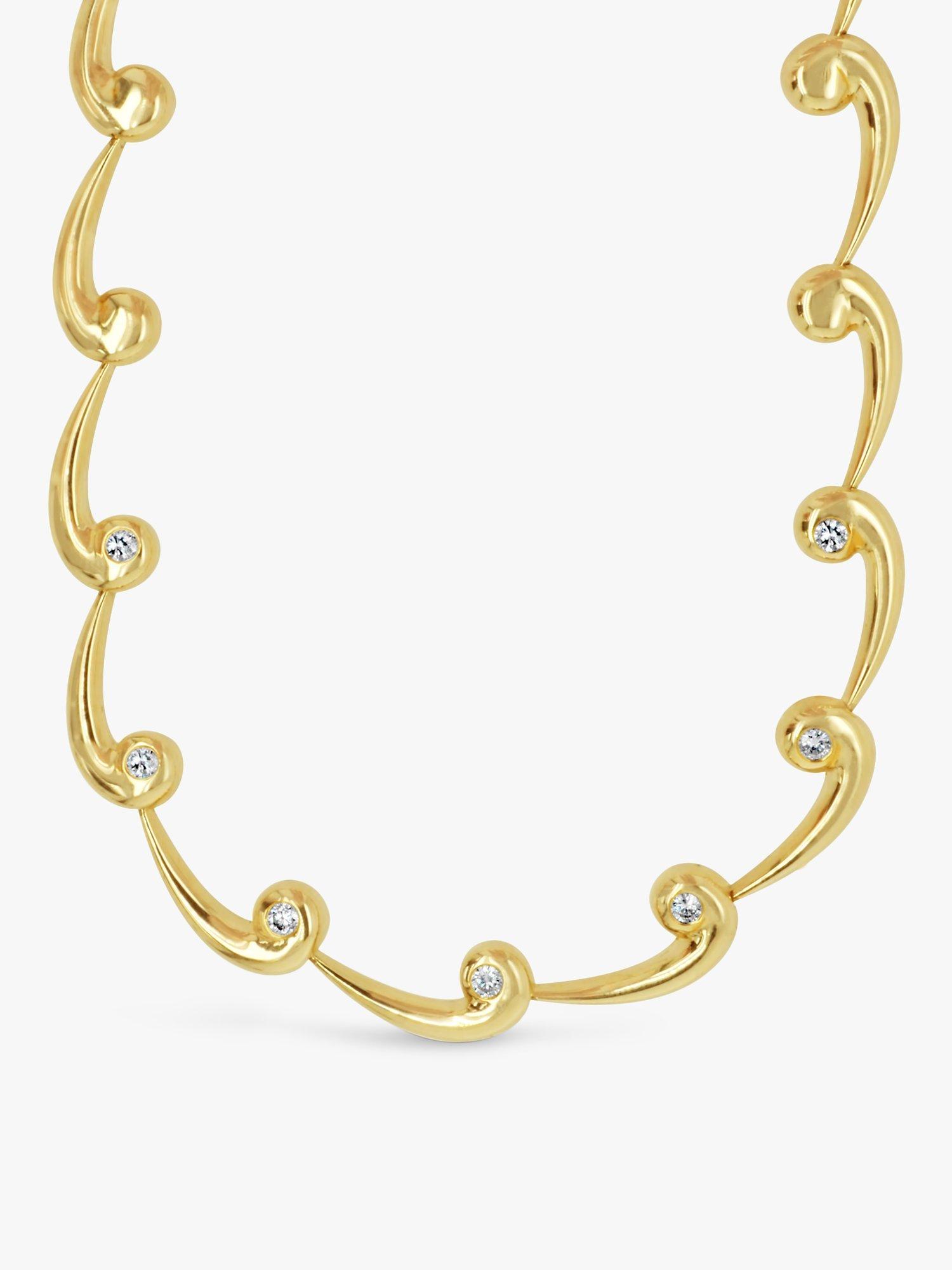 Product image 1 of 5, which shows Milton & Humble Jewellery Pre-Loved 9ct Yellow Gold Diamond Link Necklace, Dated 1998