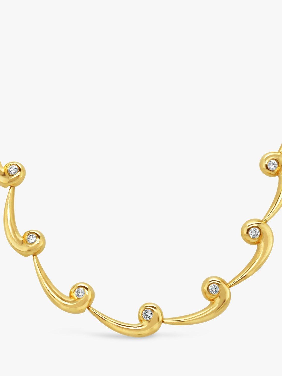 Product image 2 of 5, which shows Milton & Humble Jewellery Pre-Loved 9ct Yellow Gold Diamond Link Necklace, Dated 1998