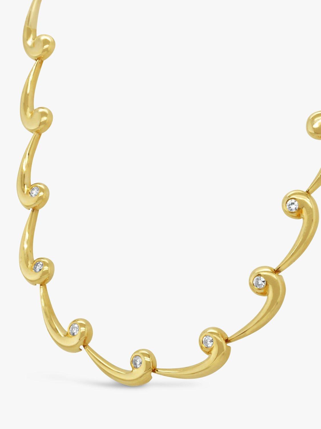Product image 3 of 5, which shows Milton & Humble Jewellery Pre-Loved 9ct Yellow Gold Diamond Link Necklace, Dated 1998