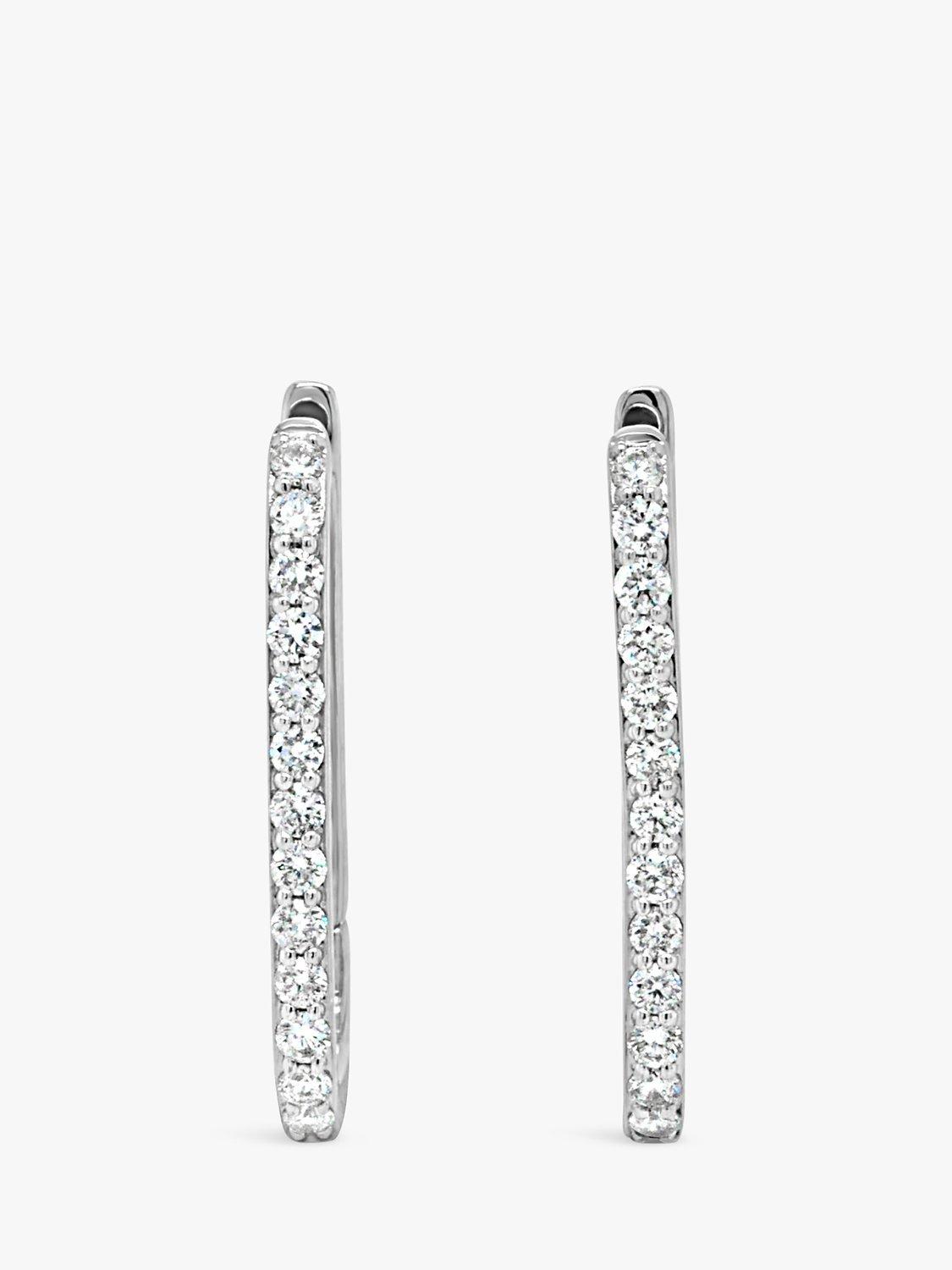 Product image 1 of 6, which shows Milton & Humble Jewellery Pre-Loved 14ct White Gold Diamond Hoop Earrings