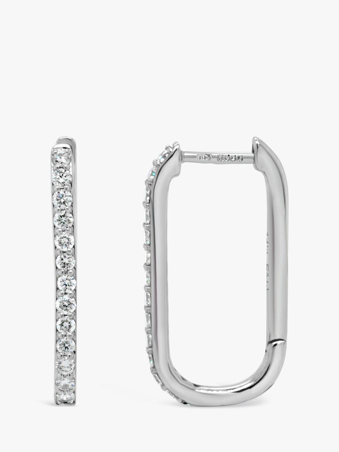 Product image 2 of 6, which shows Milton & Humble Jewellery Pre-Loved 14ct White Gold Diamond Hoop Earrings