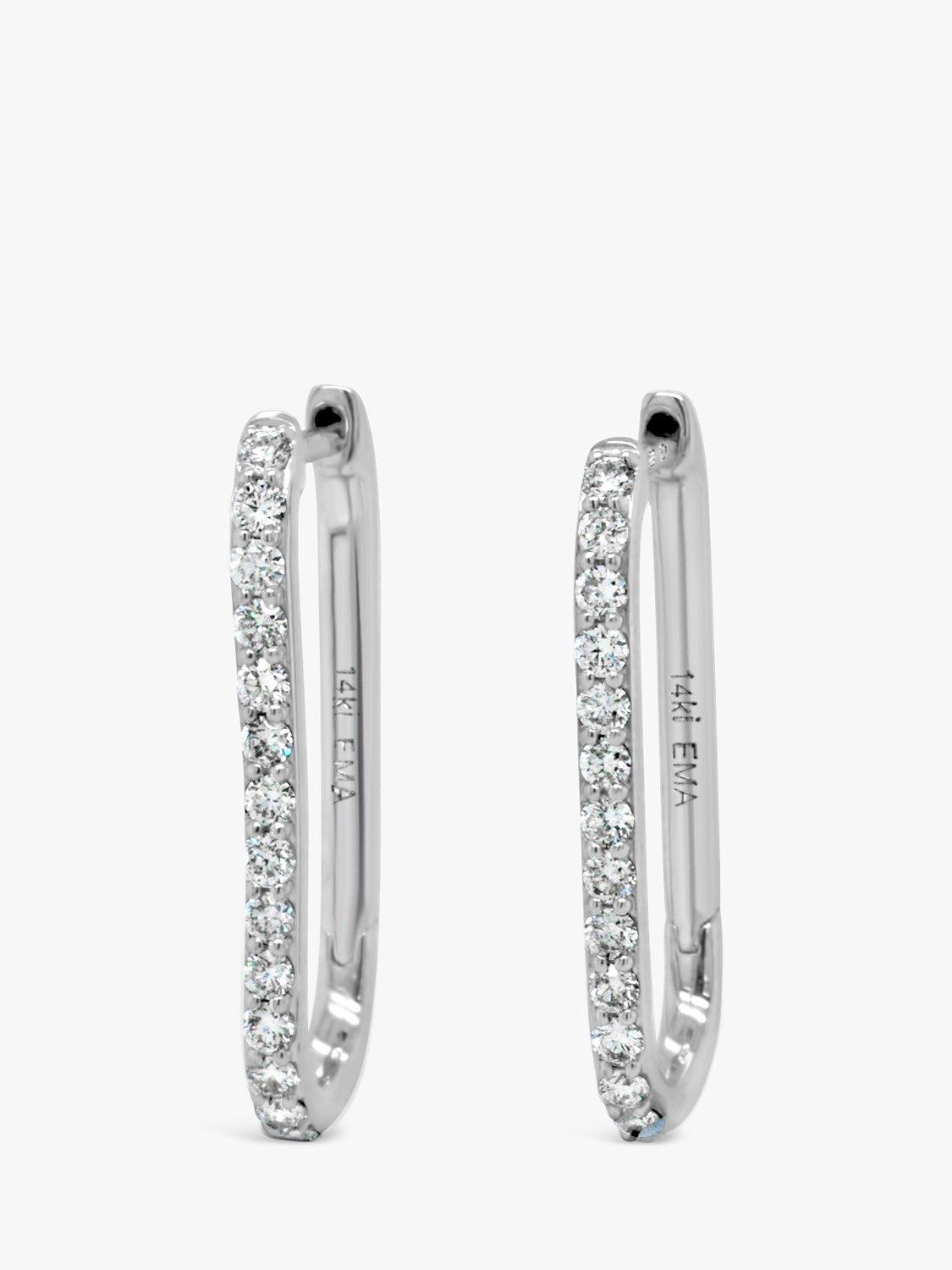 Product image 3 of 6, which shows Milton & Humble Jewellery Pre-Loved 14ct White Gold Diamond Hoop Earrings