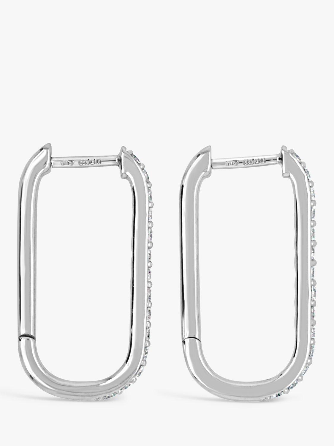 Product image 4 of 6, which shows Milton & Humble Jewellery Pre-Loved 14ct White Gold Diamond Hoop Earrings