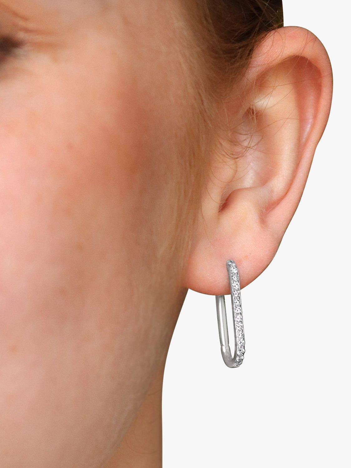Product image 5 of 6, which shows Milton & Humble Jewellery Pre-Loved 14ct White Gold Diamond Hoop Earrings