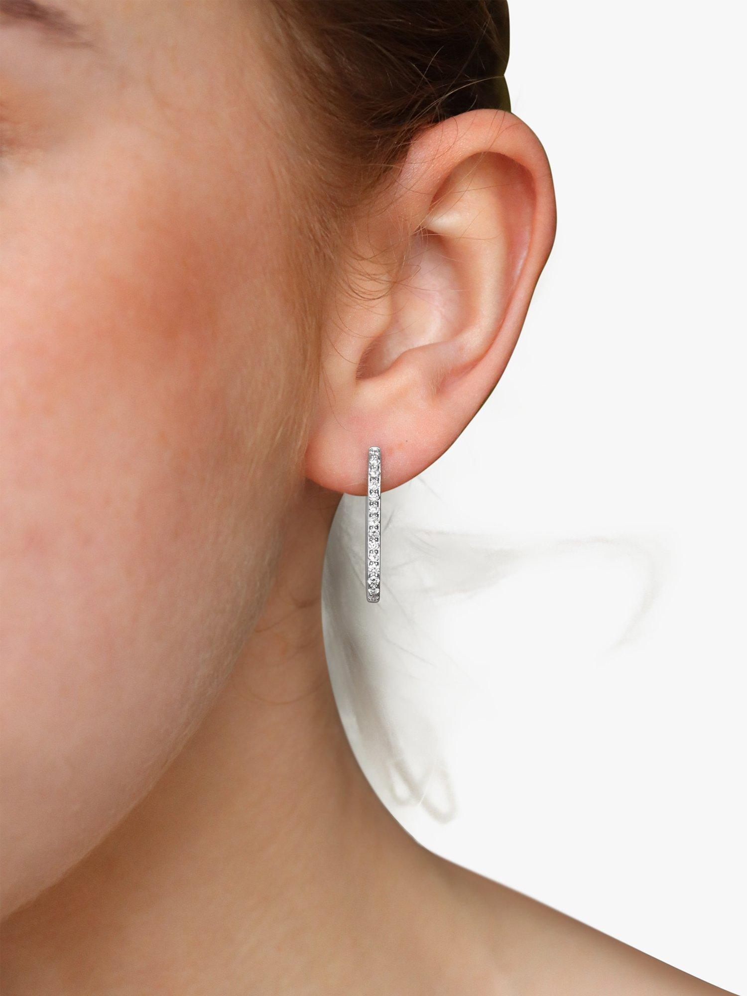 Product image 6 of 6, which shows Milton & Humble Jewellery Pre-Loved 14ct White Gold Diamond Hoop Earrings