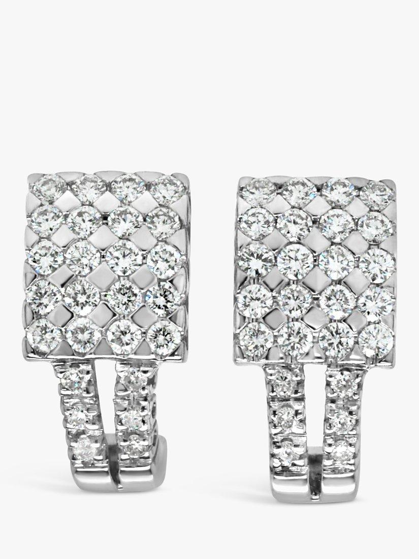 Product image 1 of 4, which shows Milton & Humble Jewellery Pre-Loved 18ct White Gold Diamond Curve Earrings