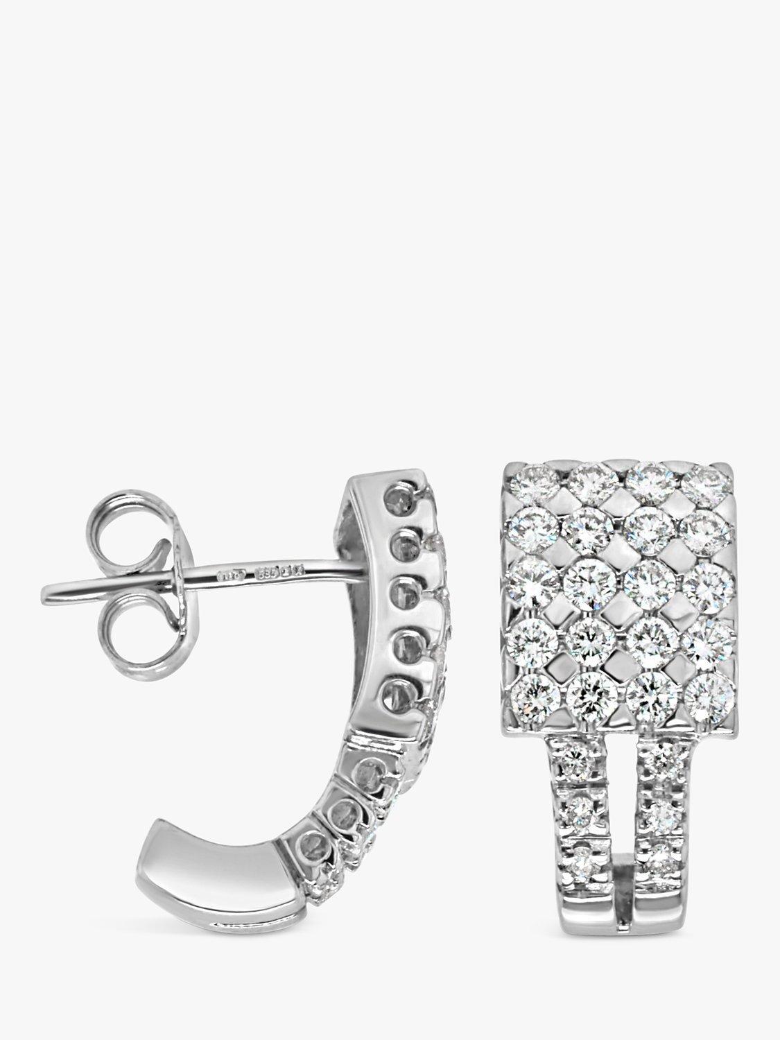 Product image 2 of 4, which shows Milton & Humble Jewellery Pre-Loved 18ct White Gold Diamond Curve Earrings