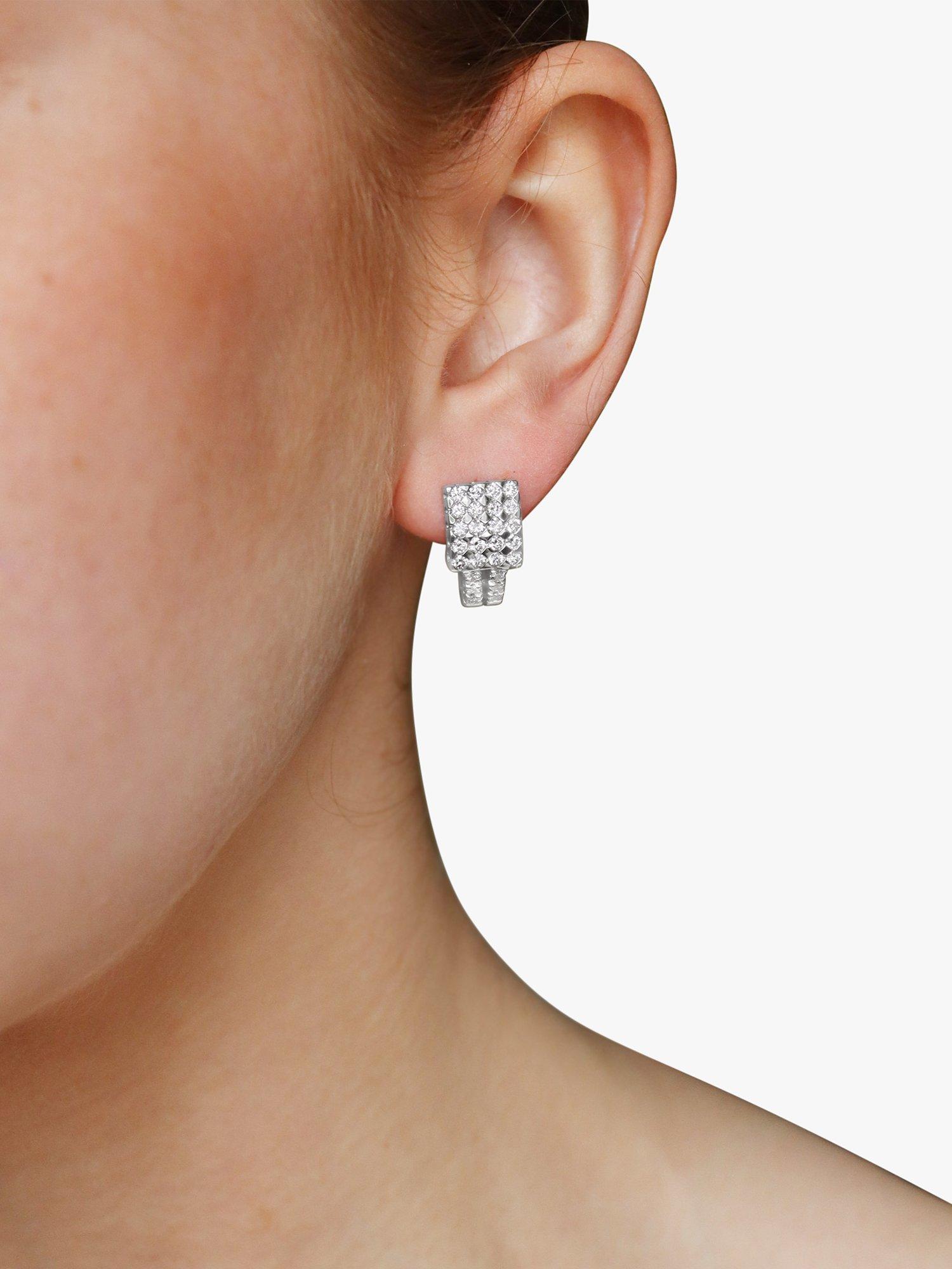 Product image 4 of 4, which shows Milton & Humble Jewellery Pre-Loved 18ct White Gold Diamond Curve Earrings