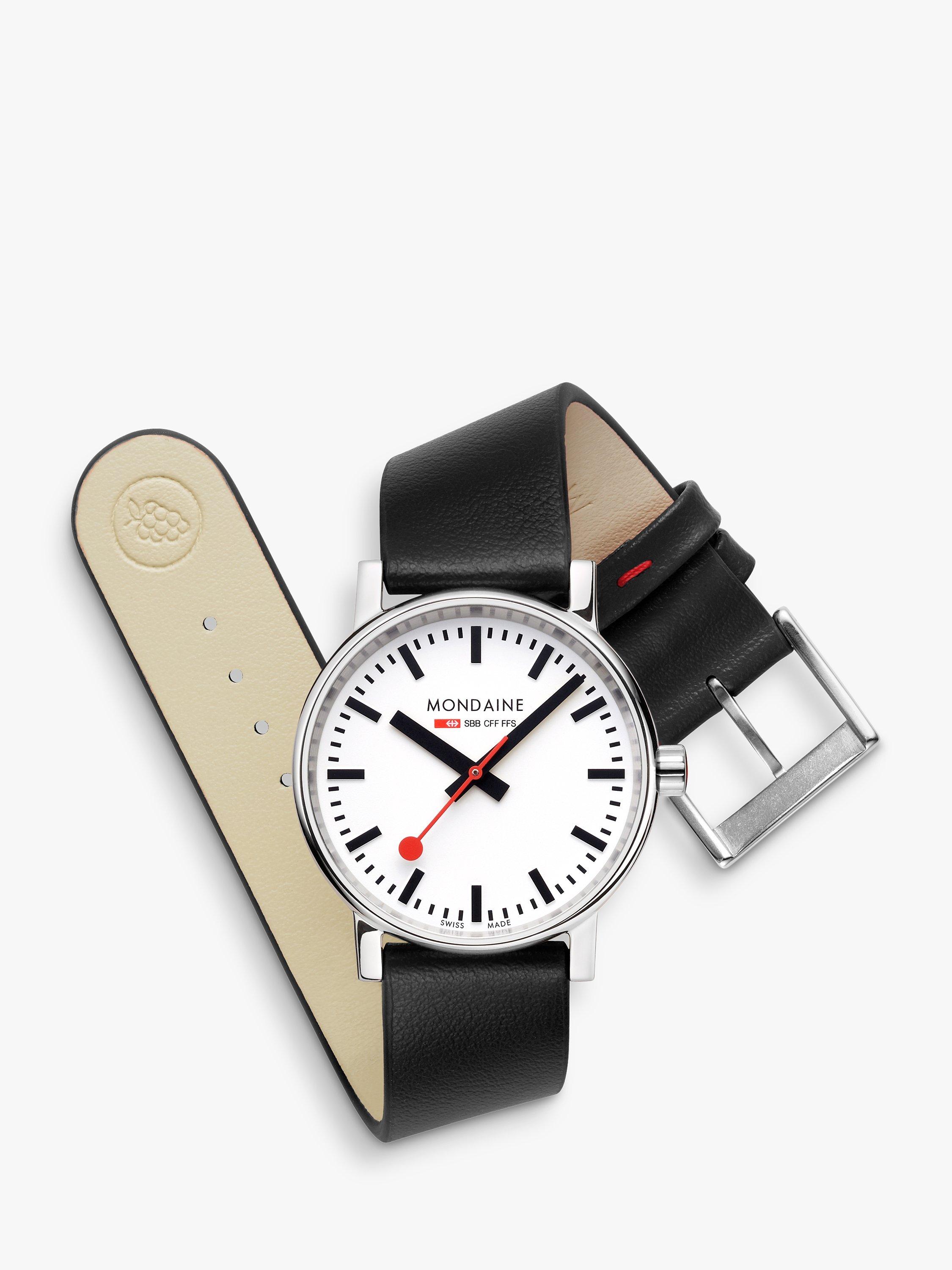 Mondaine MSE.35110.LBV Unisex Evo 2 Vegan Leather Strap Watch Black