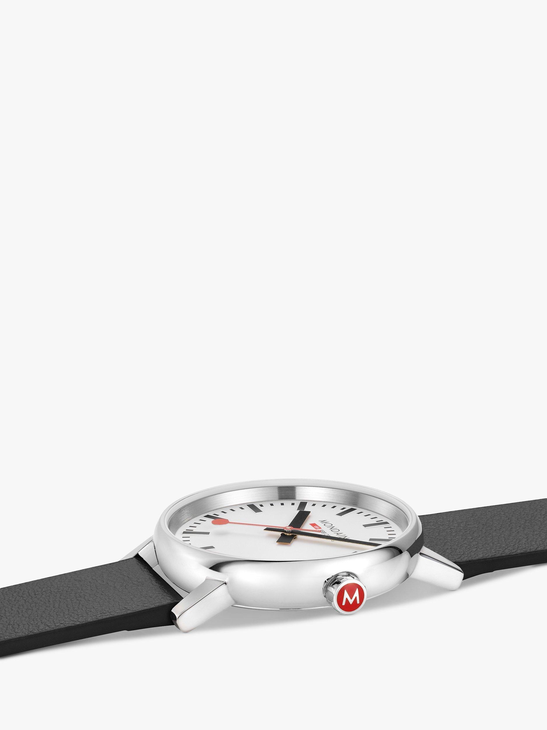 Product image 8 of 11, which shows Mondaine MSE.35110.LBV Unisex Evo 2 Vegan Leather Strap Watch, Black