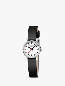 Mondaine Women's Evo 2 Vegan Leather Strap Watch, Black