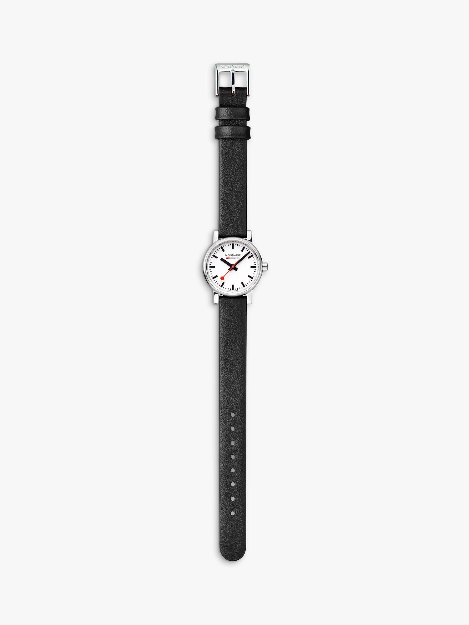 Product image 5 of 10, which shows Mondaine Women's Evo 2 Vegan Leather Strap Watch, Black