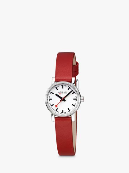Mondaine Women's Evo 2 26mm Vegan Leather Strap Watch, Red