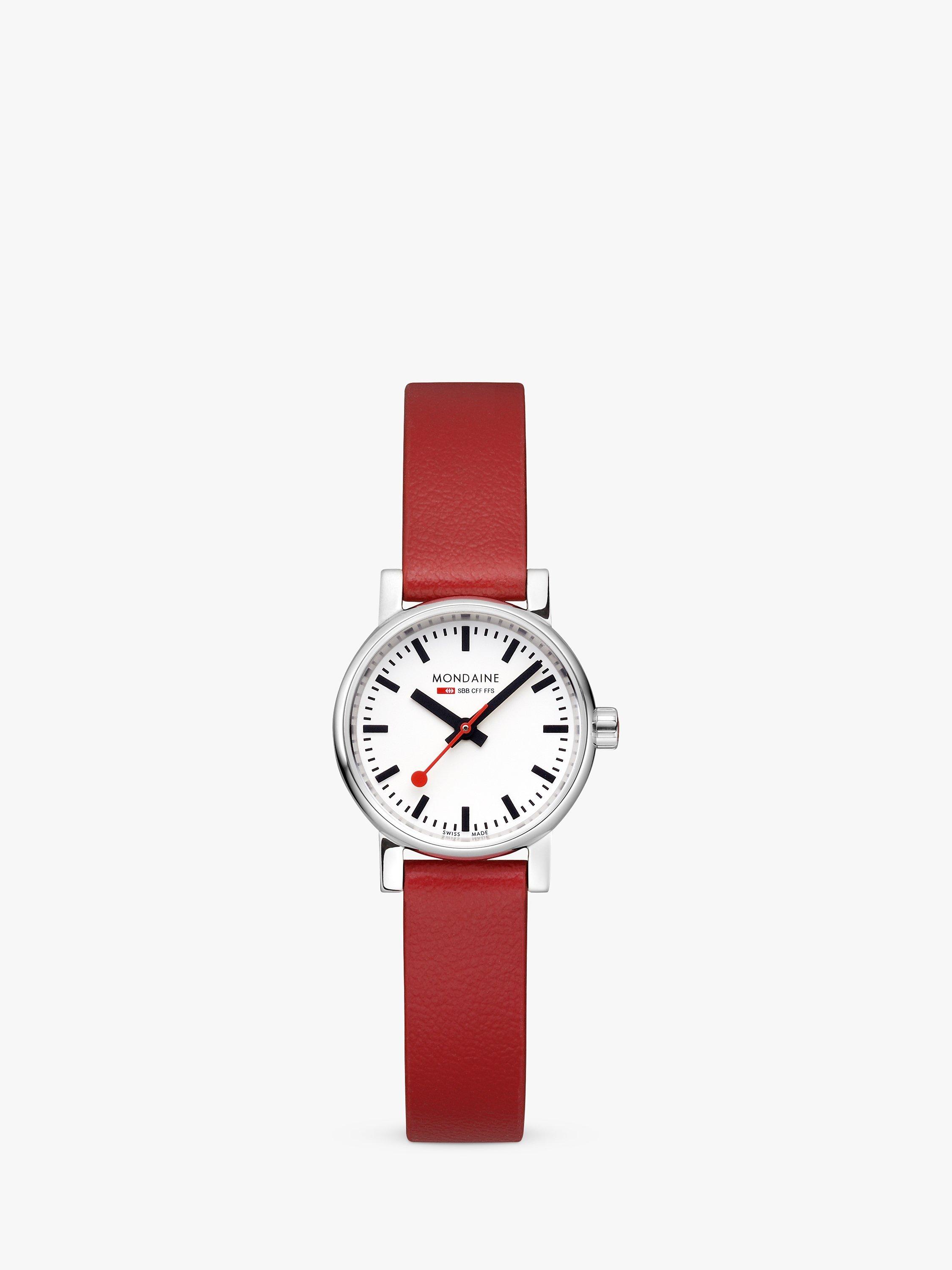 Product image 2 of 10, which shows Mondaine Women's Evo 2 Vegan Leather Strap Watch, Red