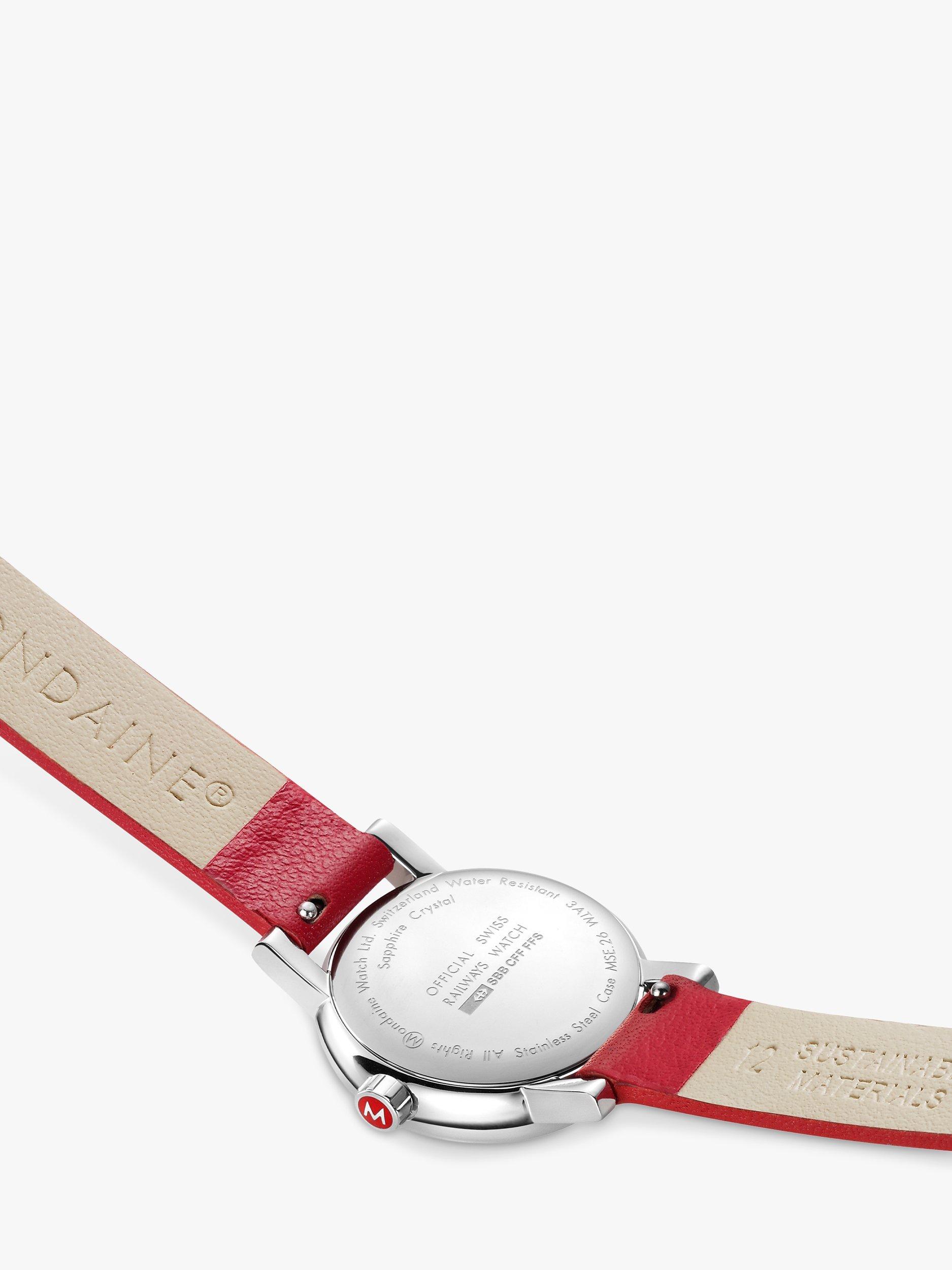 Product image 4 of 10, which shows Mondaine Women's Evo 2 Vegan Leather Strap Watch, Red