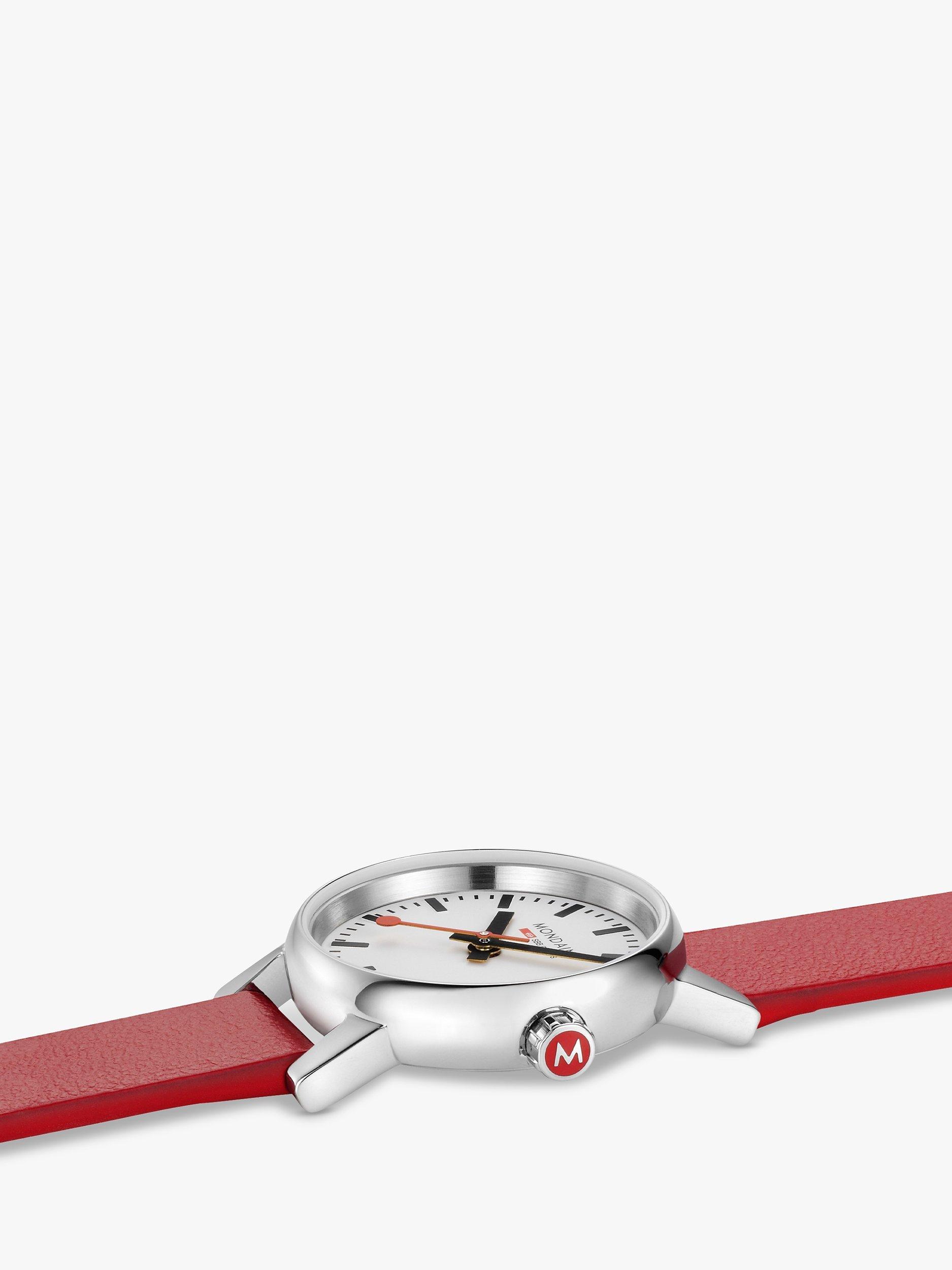 Product image 7 of 10, which shows Mondaine Women's Evo 2 Vegan Leather Strap Watch, Red