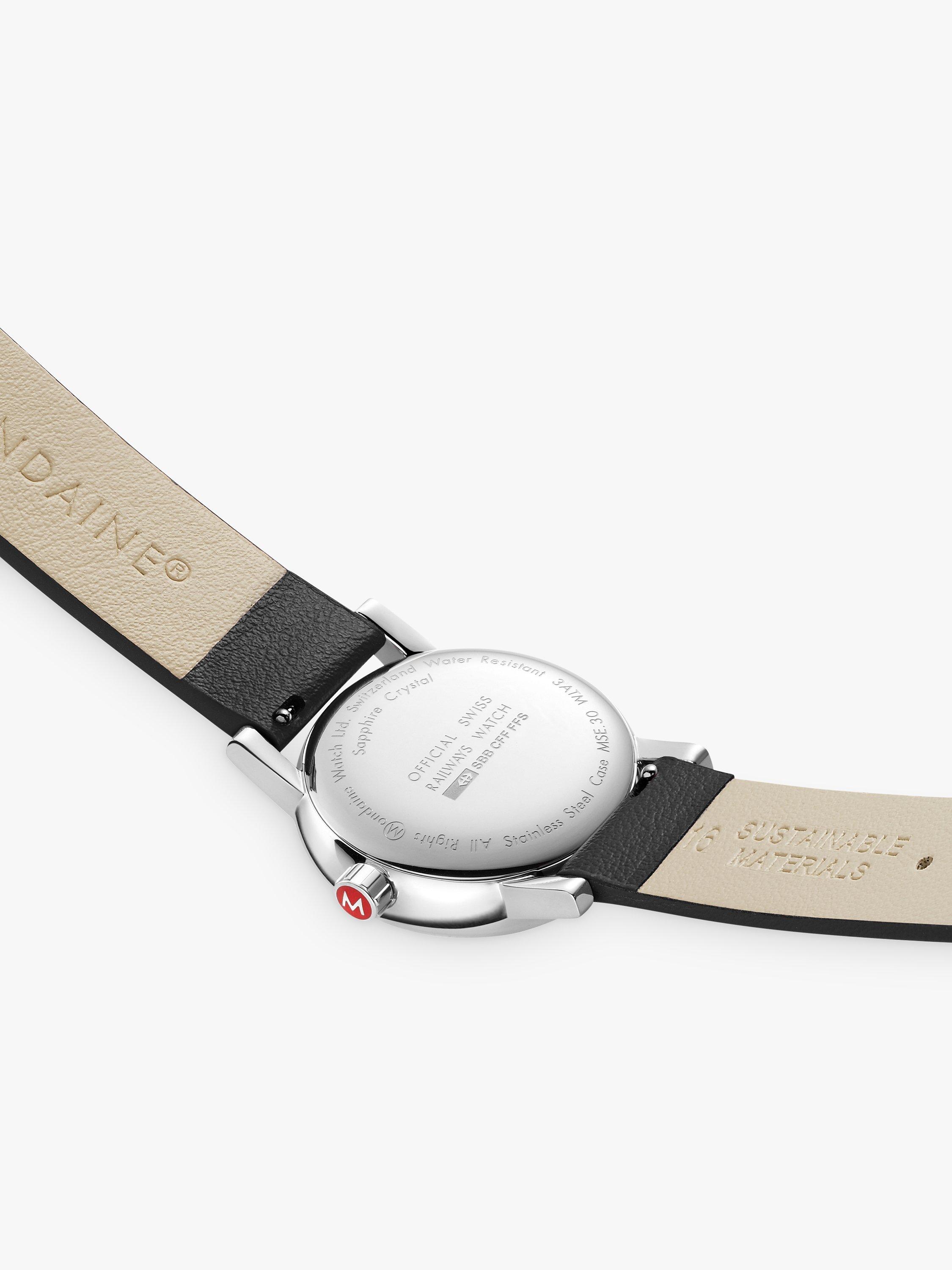 Product image 4 of 9, which shows Mondaine Women's Evo 2 Date Vegan Leather Strap Watch, Black