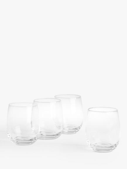 John Lewis Studio Glass Tumbler, Set of 4, 330ml, Clear, Clear