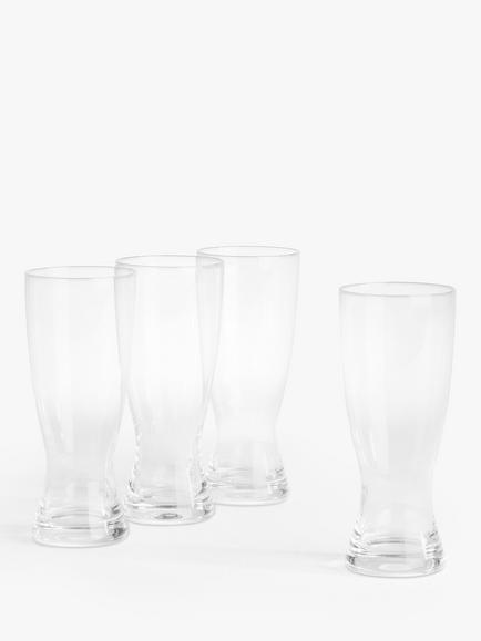 John Lewis Studio Beer Glass, Set of 4, 380ml, Clear, Clear