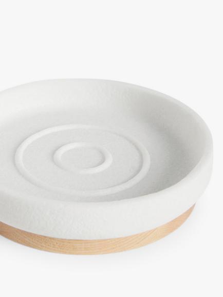 John Lewis Sand Effect Soap Dish, White - view 2, White Sand Effect