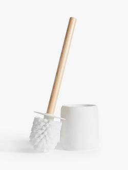John Lewis Sand Effect Toilet Brush and Holder, White - view 2, White Sand Effect
