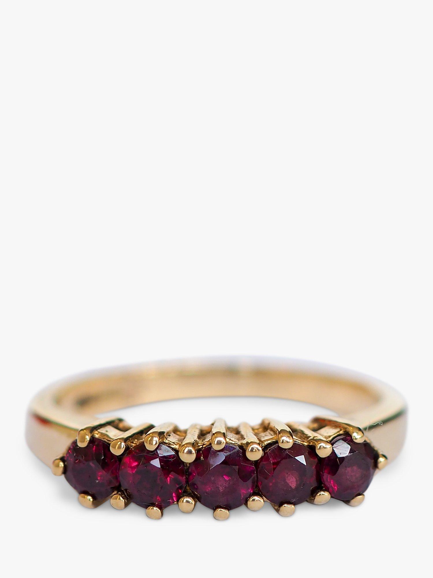 L & T Heirlooms Pre-Loved 9ct Yellow Gold 5 Stone Garnet Ring, Dated Circa 2000