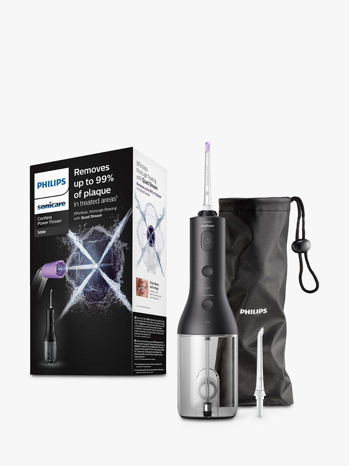 Product image 1 of 10, which shows Philips Sonicare HX3826 Cordless Power Flosser 3000 Water Flosser, Black