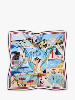 Aspinal of London Poolside Silk Scarf, Multi - view 2, Multi