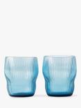 pols potten Pum Ribbed Glass Tumbler, Set of 2, 250ml, Blue